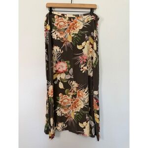 Vintage - 100% Silk Tropical Floral Midi to Maxi Skirt Size 16